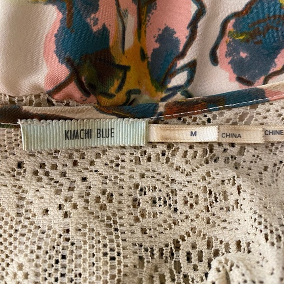 💥Kimchi Blue Floral Watercolor Print Back Lace Detail Women Dress M - Picture 8 of 10